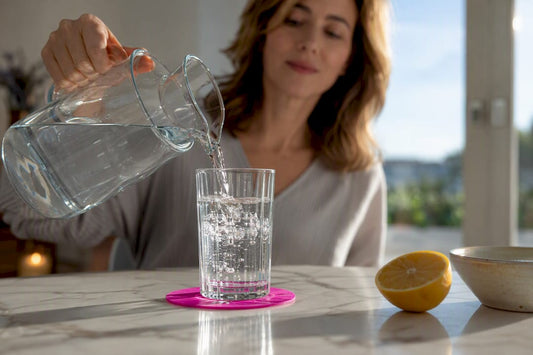 Woman pouring water to support energy