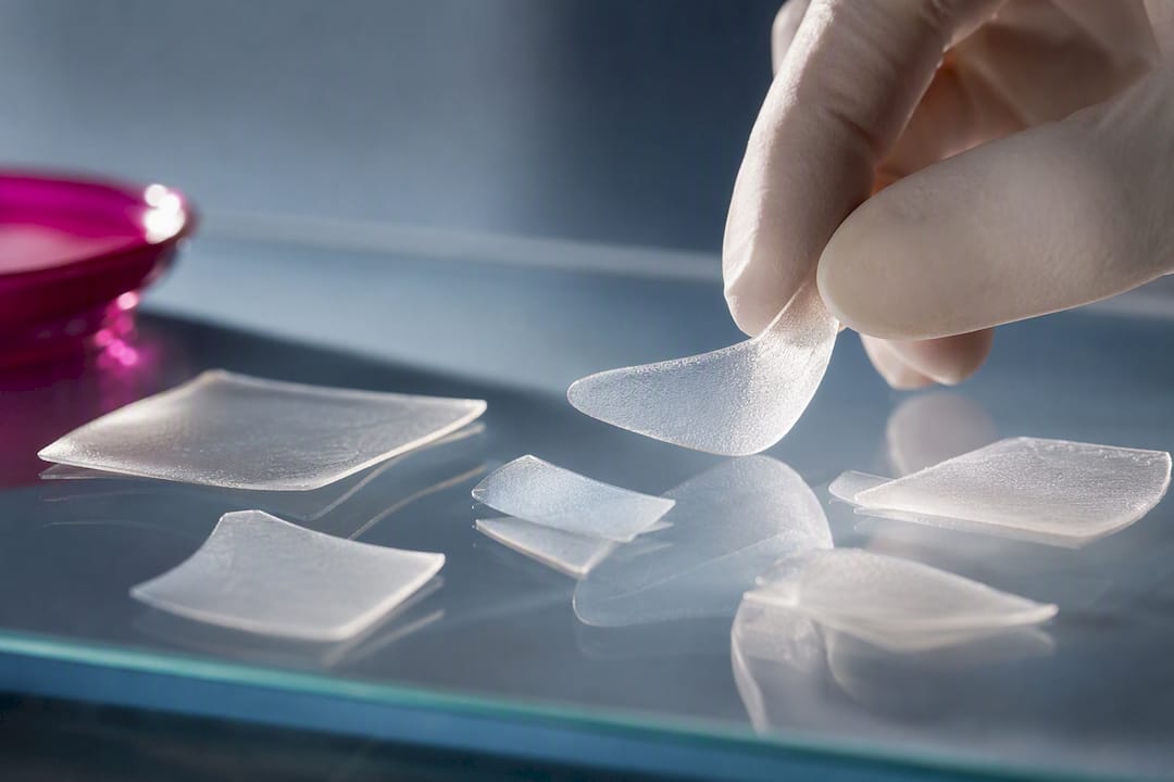 Translucent oral thin-film sheets in close-up