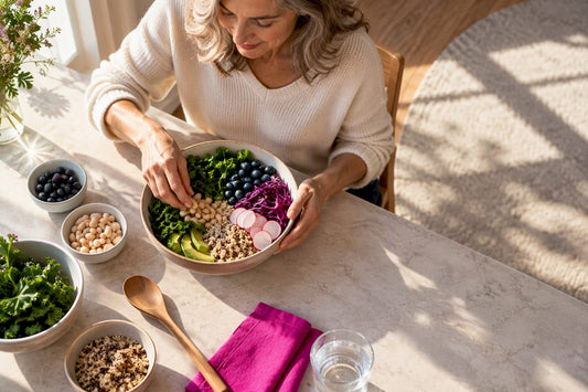Woman assembling a fiber-rich meal
