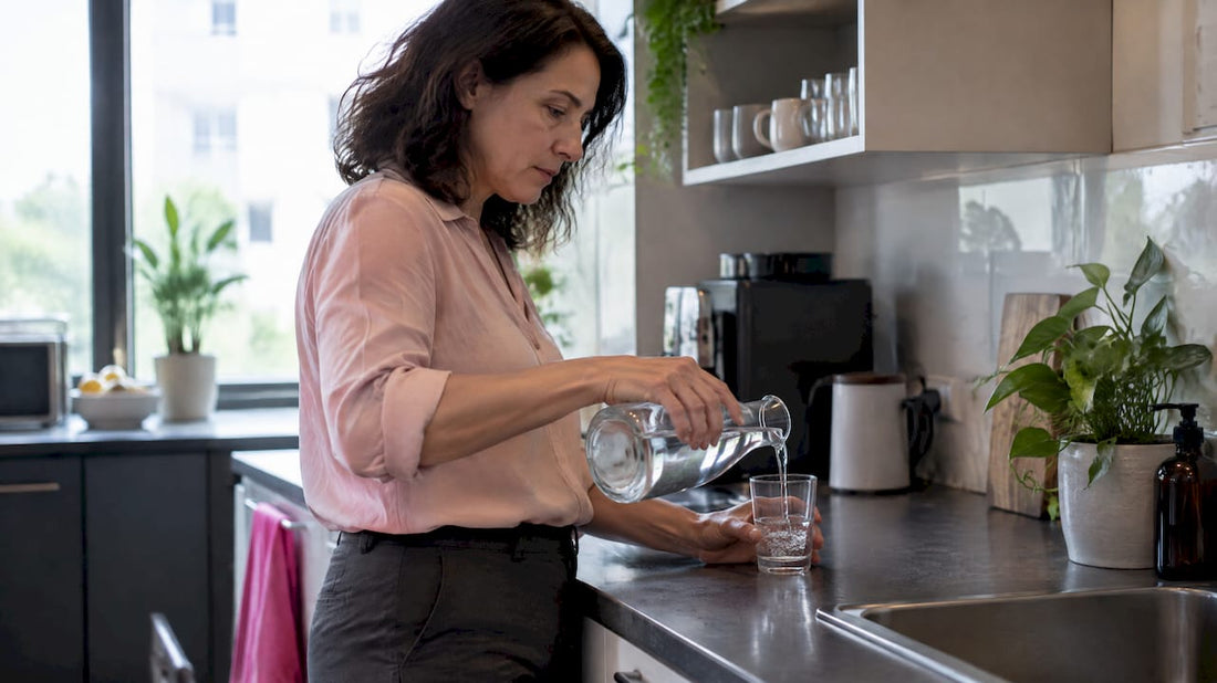 Woman filling a glass with daytime water