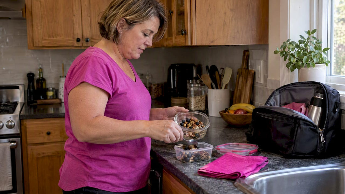 Woman preparing a balanced snack between meals