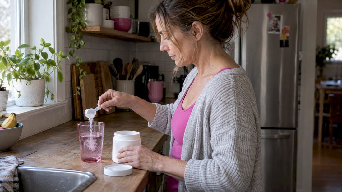 Woman mixing electrolyte powder into water